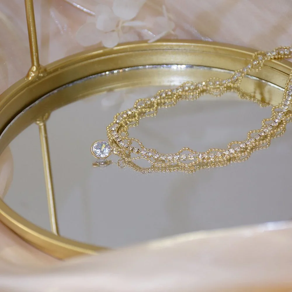 NEW 14K Gold Plated 2CT Solitaire Diamond Choker Necklace - Picture 5 of 8